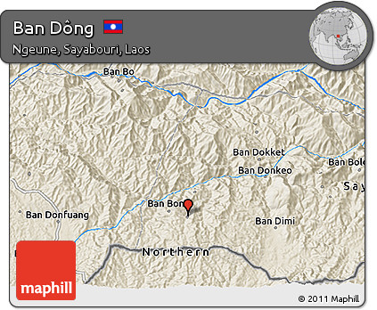 Shaded Relief 3D Map of Ban Dông