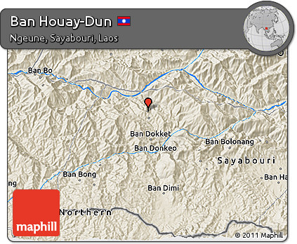 Shaded Relief 3D Map of Ban Houay-Dun