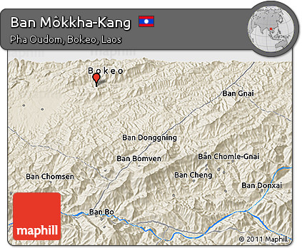 Shaded Relief 3D Map of Ban Môkkha-Kang