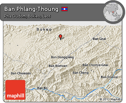 Shaded Relief 3D Map of Ban Phlang-Thoung
