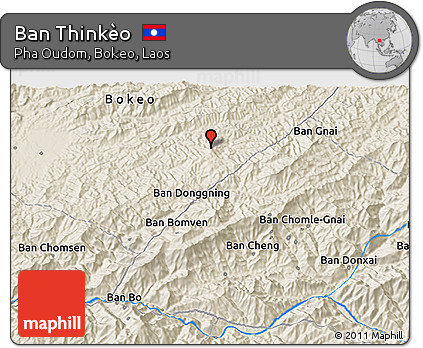Shaded Relief 3D Map of Ban Thinkèo