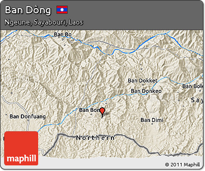Shaded Relief 3D Map of Ban Dông