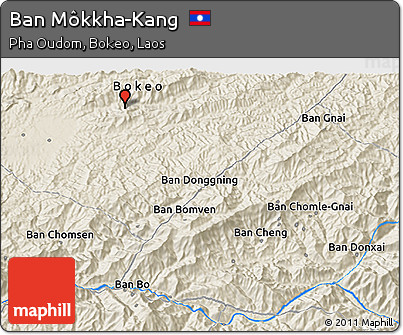 Shaded Relief 3D Map of Ban Môkkha-Kang