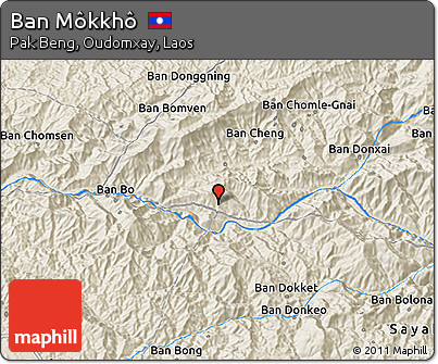Shaded Relief 3D Map of Ban Môkkhô