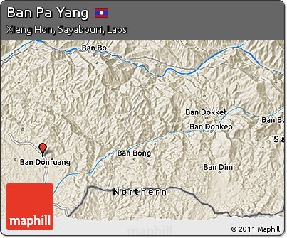 Shaded Relief 3D Map of Ban Pa Yang