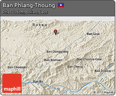 Shaded Relief 3D Map of Ban Phlang-Thoung