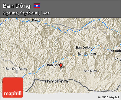 Shaded Relief 3D Map of Ban Dông