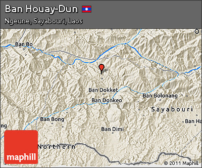 Shaded Relief 3D Map of Ban Houay-Dun