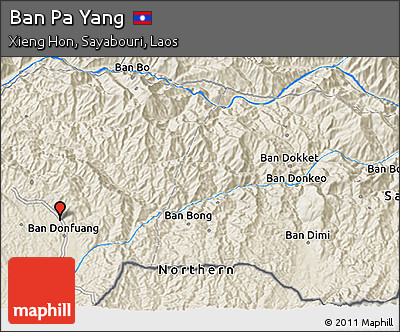 Shaded Relief 3D Map of Ban Pa Yang