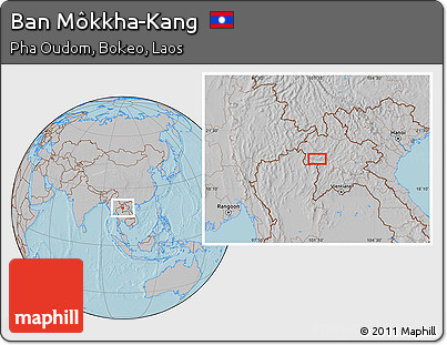 Gray Location Map of Ban Môkkha-Kang, hill shading