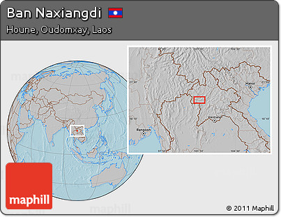 Gray Location Map of Ban Naxiangdi, hill shading