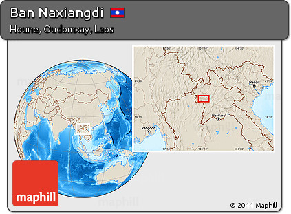 Shaded Relief Location Map of Ban Naxiangdi