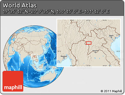 Shaded Relief Location Map of the Area around 19° 52' 38" N, 101° 13' 29" E