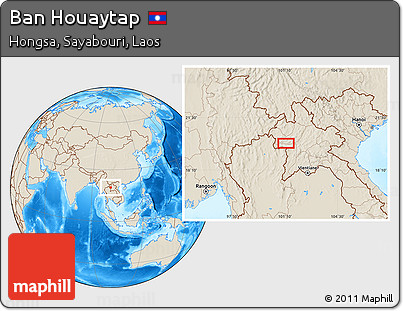 Shaded Relief Location Map of Ban Houaytap
