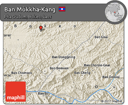 Shaded Relief Map of Ban Môkkha-Kang