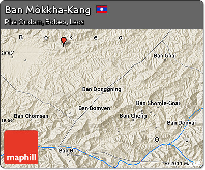 Shaded Relief Map of Ban Môkkha-Kang