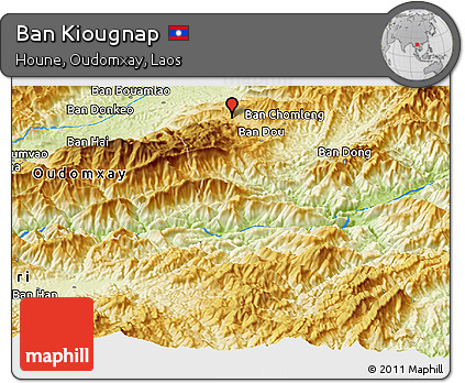 Physical Panoramic Map of Ban Kiougnap