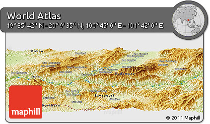 Physical Panoramic Map of the Area around 19° 52' 38" N, 101° 13' 29" E