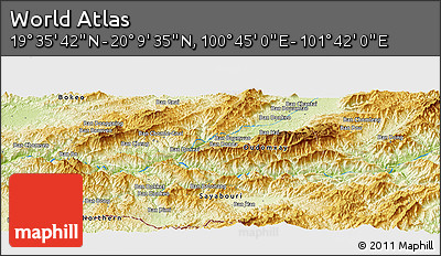 Physical Panoramic Map of the Area around 19° 52' 38" N, 101° 13' 29" E