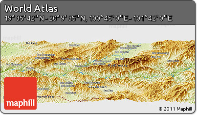 Physical Panoramic Map of the Area around 19° 52' 38" N, 101° 13' 29" E