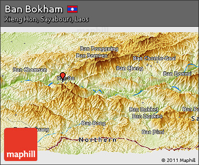 Physical Panoramic Map of Ban Bokham