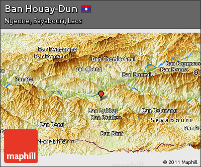 Physical Panoramic Map of Ban Houay-Dun