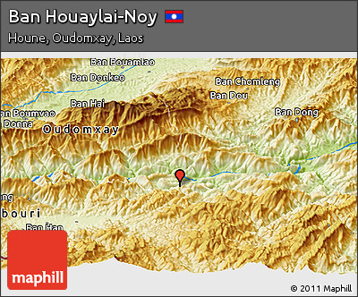 Physical Panoramic Map of Ban Houaylai-Noy