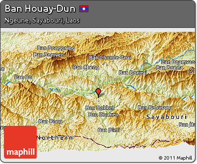 Physical Panoramic Map of Ban Houay-Dun