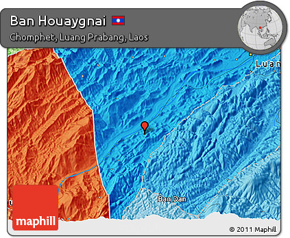 Political 3D Map of Ban Houaygnai