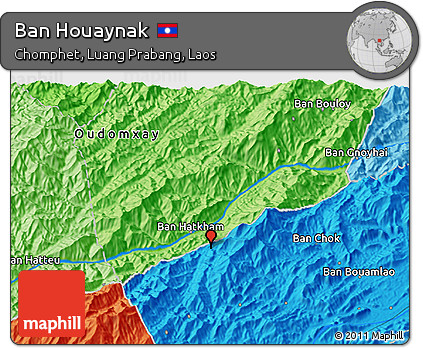Political 3D Map of Ban Houaynak