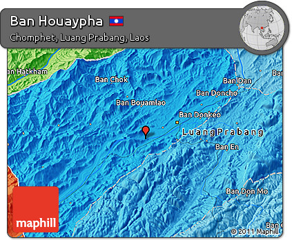 Political 3D Map of Ban Houaypha