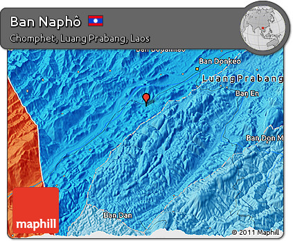 Political 3D Map of Ban Naphô