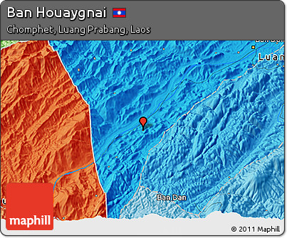 Political 3D Map of Ban Houaygnai