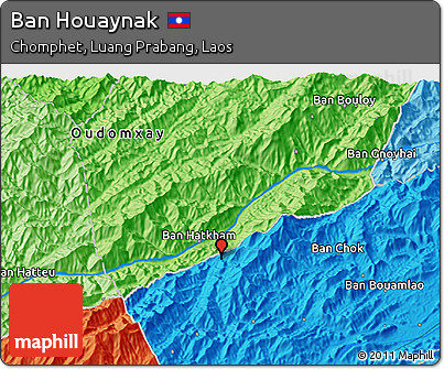 Political 3D Map of Ban Houaynak