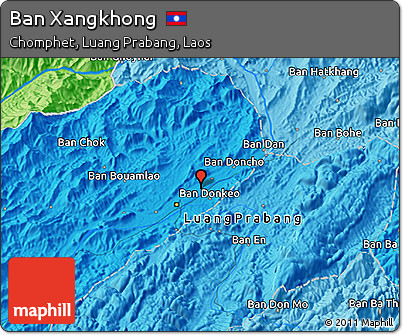 Political 3D Map of Ban Xangkhong