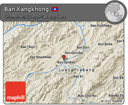 Shaded Relief 3D Map of Ban Xangkhong