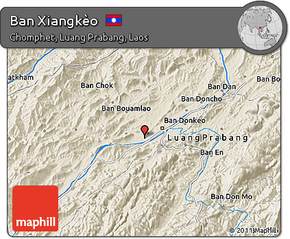 Shaded Relief 3D Map of Ban Xiangkèo
