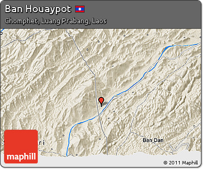 Shaded Relief 3D Map of Ban Houaypot