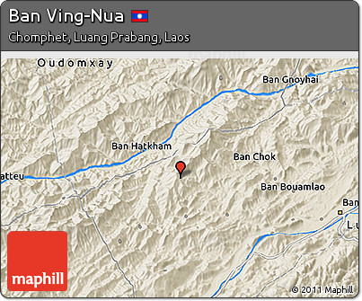 Shaded Relief 3D Map of Ban Ving-Nua