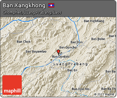 Shaded Relief 3D Map of Ban Xangkhong