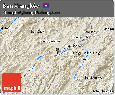 Shaded Relief 3D Map of Ban Xiangkèo
