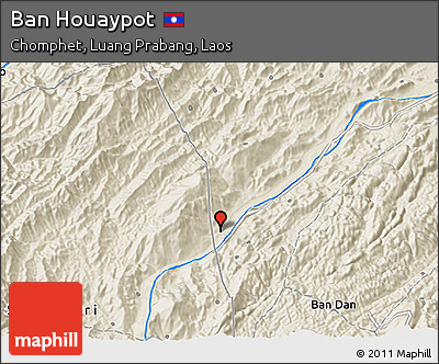 Shaded Relief 3D Map of Ban Houaypot