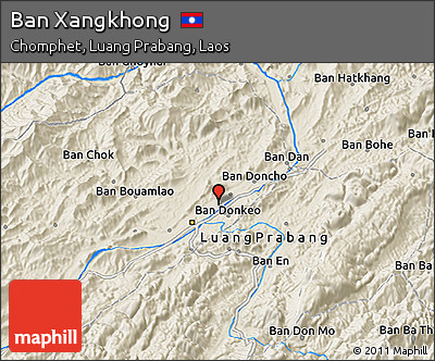 Shaded Relief 3D Map of Ban Xangkhong