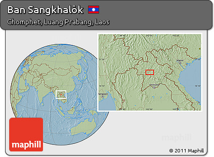 Savanna Style Location Map of Ban Sangkhalôk, hill shading