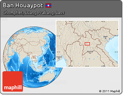 Shaded Relief Location Map of Ban Houaypot