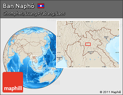 Shaded Relief Location Map of Ban Naphô
