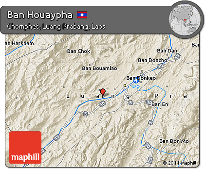 Shaded Relief Map of Ban Houaypha