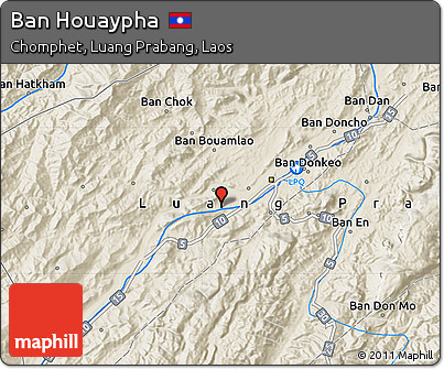 Shaded Relief Map of Ban Houaypha