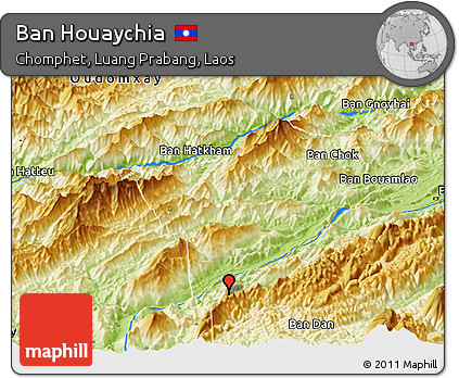Physical Panoramic Map of Ban Houaychia
