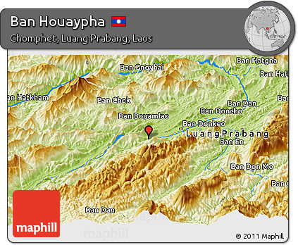 Physical Panoramic Map of Ban Houaypha